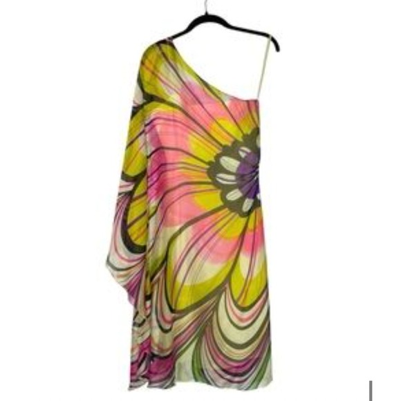 Milly of New York 100% Silk Multicolor Abstract Print Dress Size 8 Made in Italy - Picture 2 of 7
